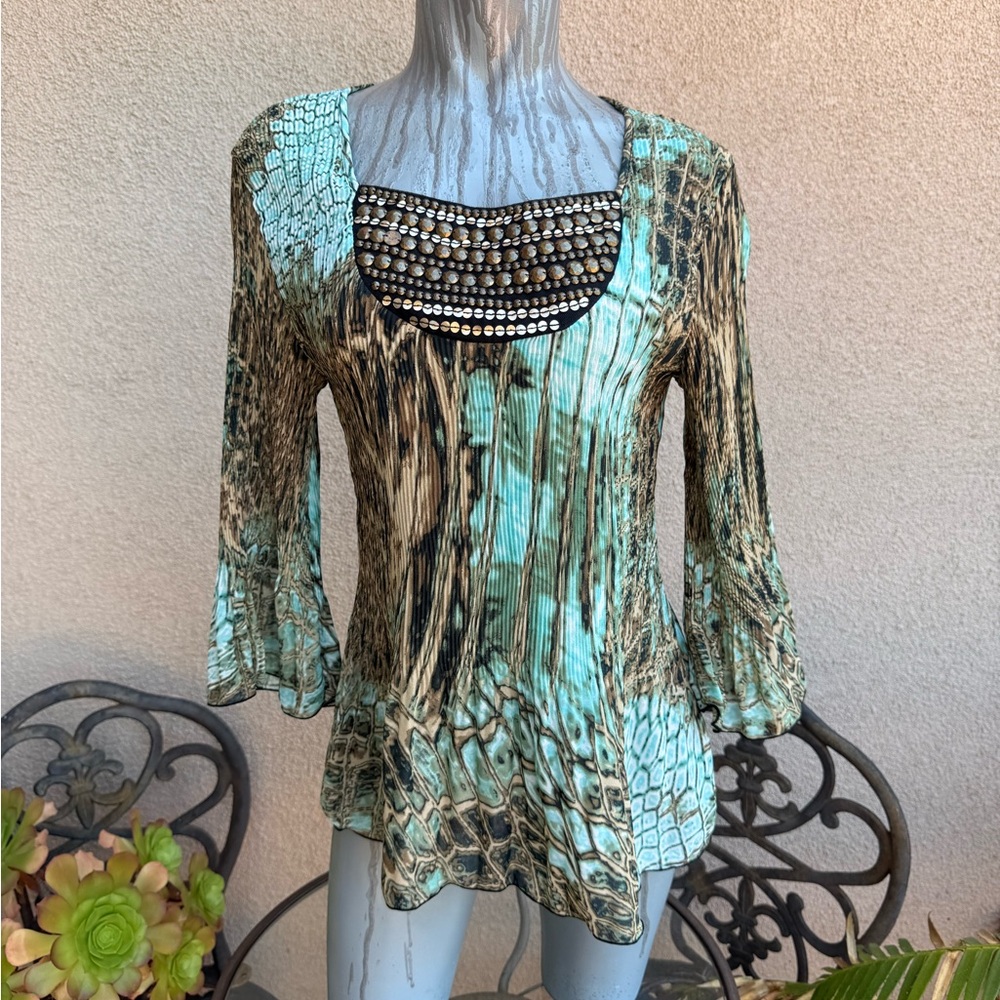 3/$36 Stylish Dressbarn Petite Women's Top with Beaded Neckline